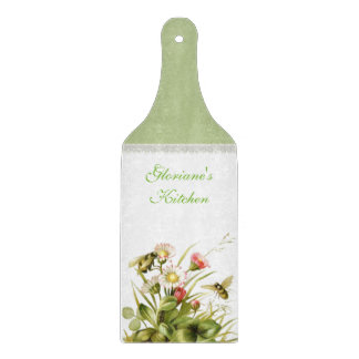 Vintages Blumen-und Bienen-Glasschneiden-Brett Schneidebrett