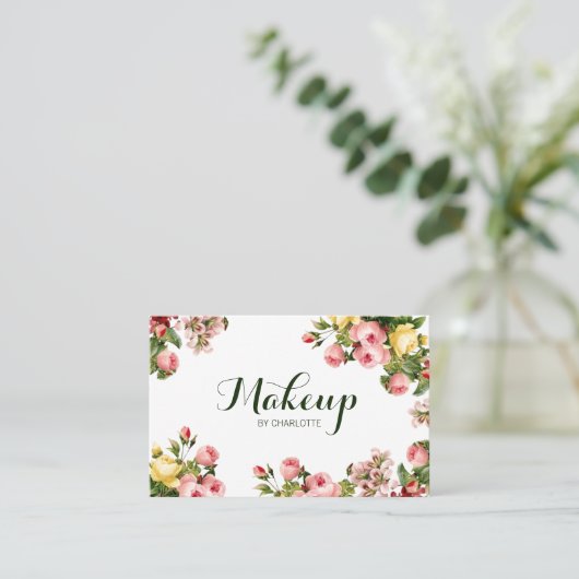 Vintages Blumen Visitenkarte (Stehend Vorderseite)