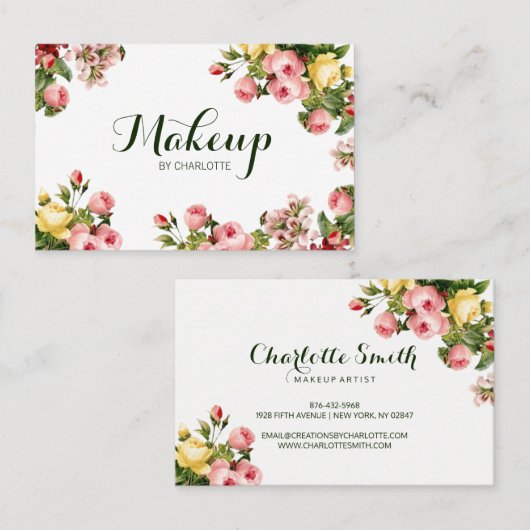 Vintages Blumen Visitenkarte (Vorne/Hinten)