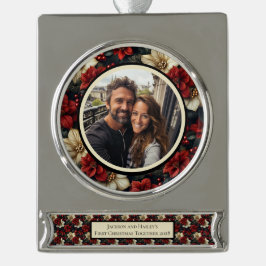 Vintages Blumenbanner Weihnachtsschmuck Banner-Ornament Silber