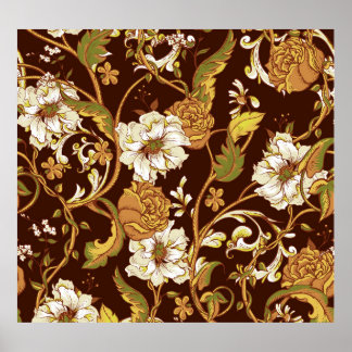 Vintages Blumenbarock: Magnolien, Rose Muster. Poster