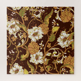 Vintages Blumenbarock: Magnolien, Rose Muster. Puzzle