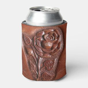 Vintages Blumenbearbeitete lederne Rose des Dosenkühler