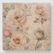 Vintages Blumenblatt Steinuntersetzer (Vorderseite)