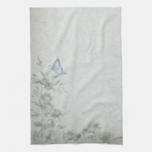 Vintages Blumenblau Geschirrtuch