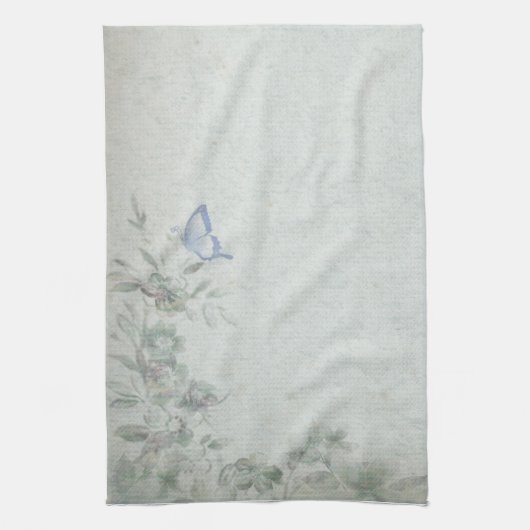 Vintages Blumenblau Geschirrtuch (Vertikal)