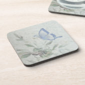 Vintages Blumenblau Getränkeuntersetzer (Linke Seite)