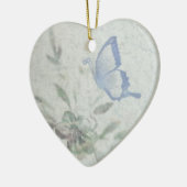 Vintages Blumenblau Keramik Ornament (Links)