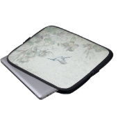 Vintages Blumenblau Laptopschutzhülle (Vorne Knopf)