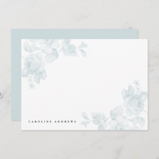 Vintages Blumenblau Mitteilungskarte (Vorne/Hinten)