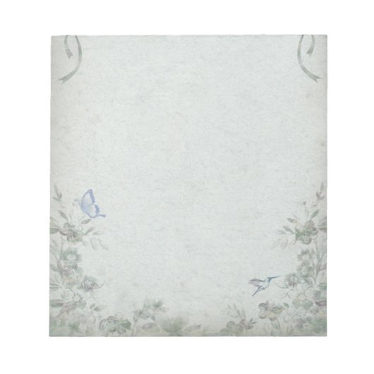 Vintages Blumenblau Notizblock (Vorderseite)