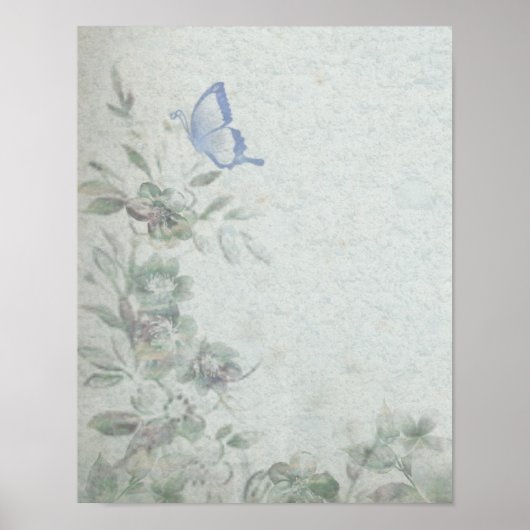 Vintages Blumenblau Poster (Vorne)