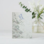 Vintages Blumenblau Postkarte (Stehend Vorderseite)