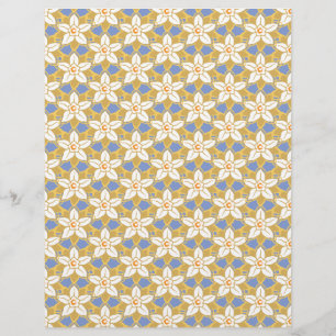 Vintages Blumenblau und Gelb-Jonquil-Muster