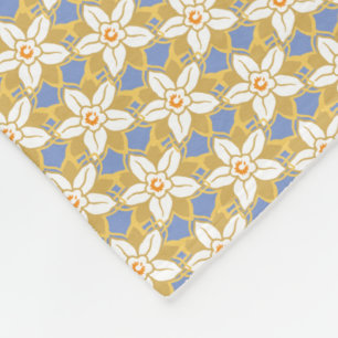 Vintages Blumenblau und Gelb-Jonquil-Muster Fleecedecke