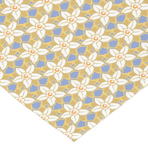 Vintages Blumenblau und Gelb-Jonquil-Muster Kurzer Tischläufer