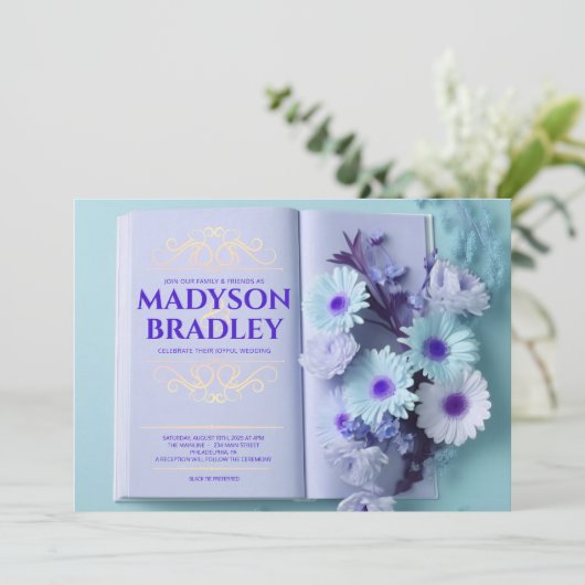 Vintages Blumenbuch Einladung (Stehend Vorderseite)