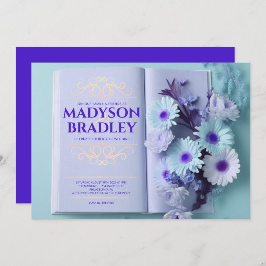 Vintages Blumenbuch Einladung (Vorne/Hinten)