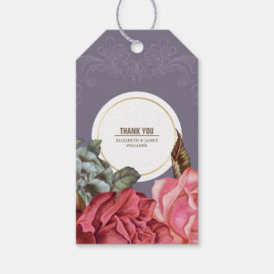 Vintages Blumendanken zum Hochzeitstag Geschenkanhänger