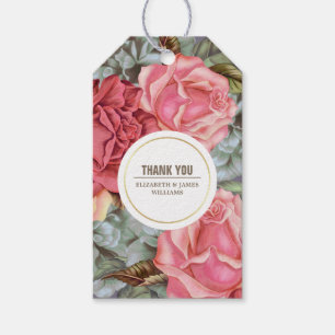 Vintages Blumendanken zum Hochzeitstag Geschenkanhänger