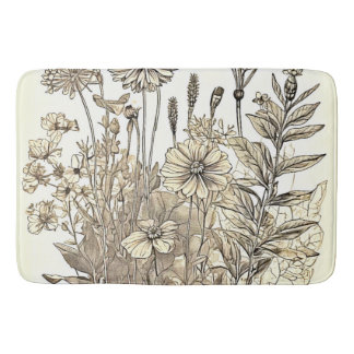 Vintages Blumendesign Badematte