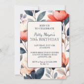 Vintages Blumendesign Custom 70. Geburtstagsparty Einladung (Vorderseite)