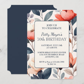 Vintages Blumendesign Custom 70. Geburtstagsparty Einladung
