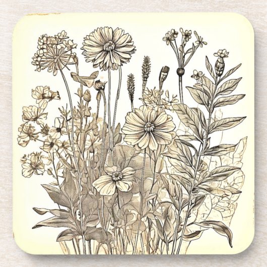 Vintages Blumendesign Getränkeuntersetzer (Vorderseite)