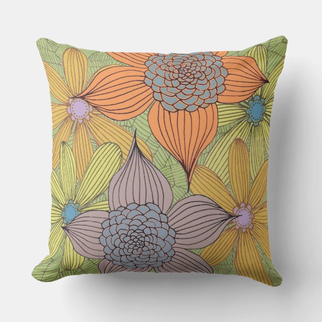 Vintages Blumendesign Kissen (Vorderseite)