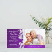 Vintages Blumendesign Lila Save the Date Foto (Stehend Vorderseite)