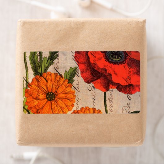 Vintages Blumendesign mit rotem Mohn (Insitu)