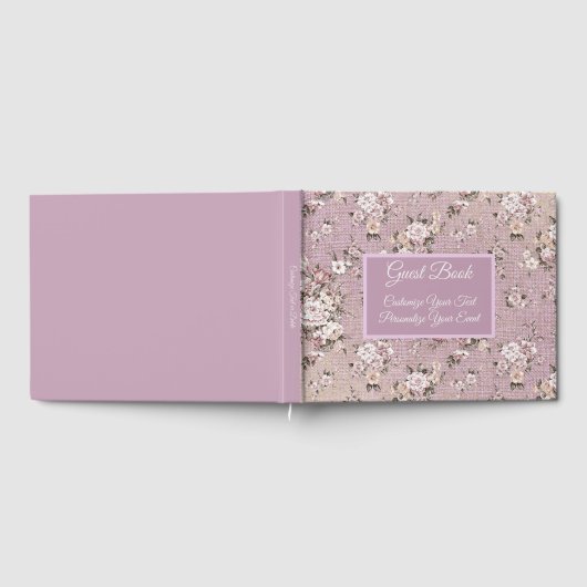 Vintages Blumendesign Rosa Mauve Personalisiert Gästebuch (Voll)