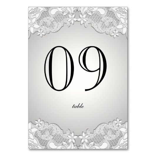 Vintages Blumendesign Silbergrau Tischnummer (Rückseite)