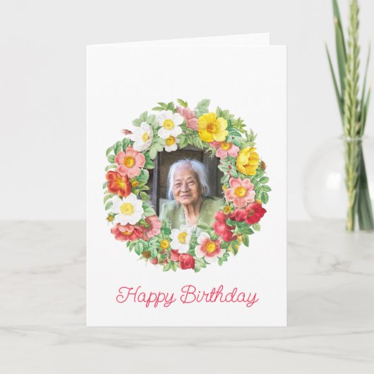 Vintages Blumendraht-Foto zum Geburtstag Karte (Vorderseite)