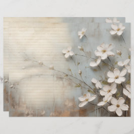 Vintages Blumendusty Blue Junk Journal-Blatt