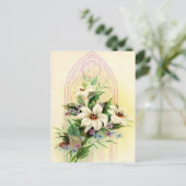 Vintages Blumenfenster Osterkirche Feiertagspostkarte (Stehend Vorderseite)