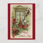 Vintages Blumenfenster Postkarte (Vorderseite)
