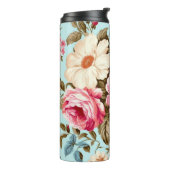 Vintages Blumengartenmuster Thermosbecher (Nach links gedreht)