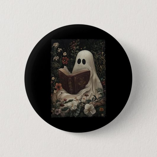 Vintages Blumengastbuch Halloween Costum Button (Vorderseite)