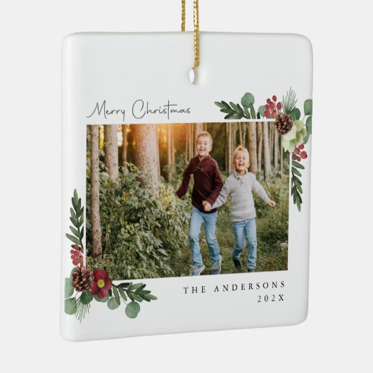 Vintages Blumengebäck Weihnachten Foto Keramikornament (Rechts)