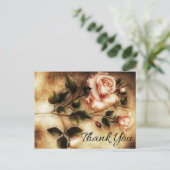 Vintages Blumengedanken Pink Rose Blume Postkarte (Stehend Vorderseite)