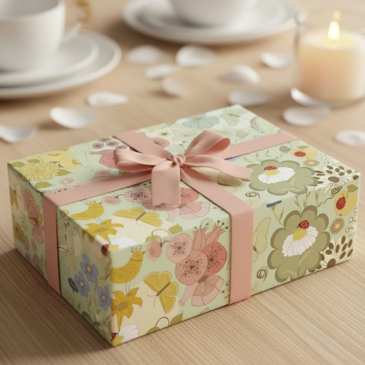 Vintages Blumengeschenk Wrap Ensemble Geschenkpapier Set