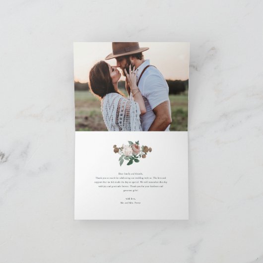 Vintages blumengeschichtliches Foto Dankeschön-Kar Karte (Innenseite)