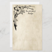 Vintages blumengeschmücktes Altpapier Name hinzufü Briefpapier (Vorne/Hinten)