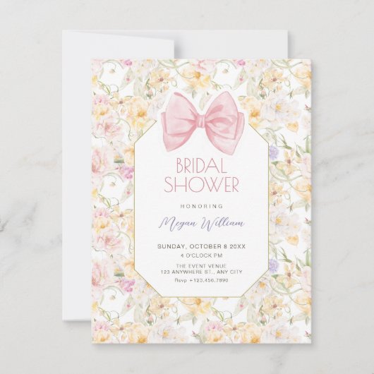 Vintages blumengeschmücktes Brautparty Einladung (Vorderseite)