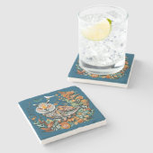 Vintages, blumengeschmücktes Design Steinuntersetzer (Seitenansicht)