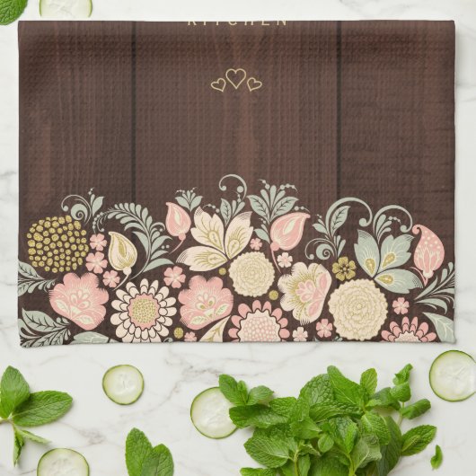 Vintages, blumengeschmücktes elegantes rustikales geschirrtuch (Gefaltet)