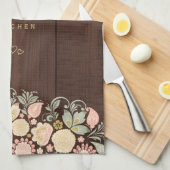 Vintages, blumengeschmücktes elegantes rustikales  geschirrtuch (Viertel Falte)