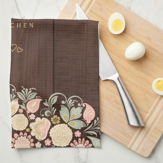 Vintages, blumengeschmücktes elegantes rustikales  geschirrtuch (Viertel Falte)