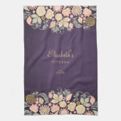 Vintages, blumengeschmücktes lila Pflaumen Geschirrtuch (Vertikal)